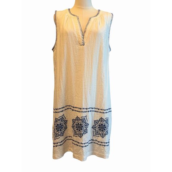 Calypso St Barth Dress Size L White Swim Cover Up Embroidered Mandalla Resort - Picture 1 of 11